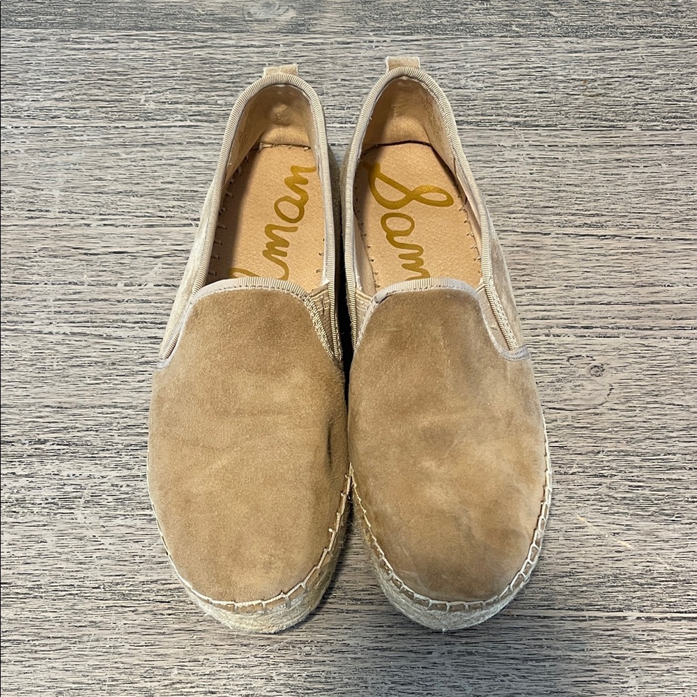 Sam Edelman Womens Carrin Platform Espadrille Oatmeal Suede Slip On size 8..